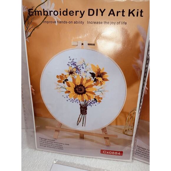 3 Coordinating Sunflowers Design Handwork Embroidery Kits Instructions NEW - Picture 2 of 7